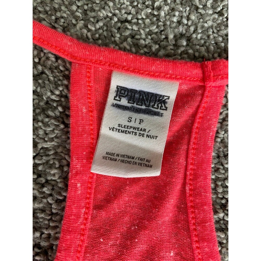 Victoria’s Secret PINK Neon Coral Racerback Tank Top Size S Sleepwear - Picture 3 of 6